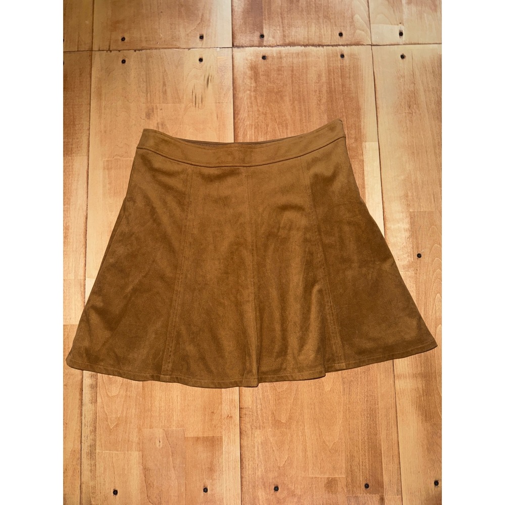Loft Womens‎ Camel Brown Faux Suede A-Line Mini Skirt Size 10
